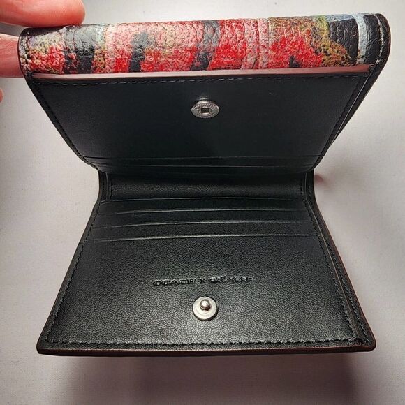 NWT Coach CM672 X Mint + Serf Small Morgan Wallet Silver / Black Multi - Picture 6 of 6